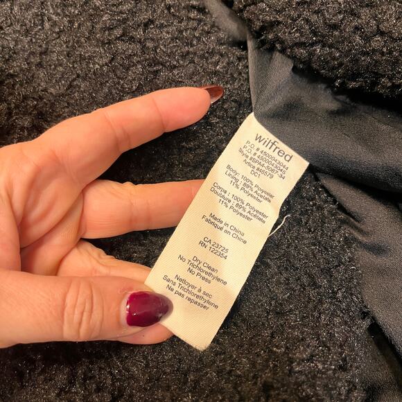Aritzia WILFRED Black Labaratoire Teddy Coat Size 2 - Picture 5 of 7